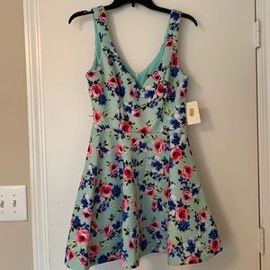 Blue Floral Fit and Flare Dress